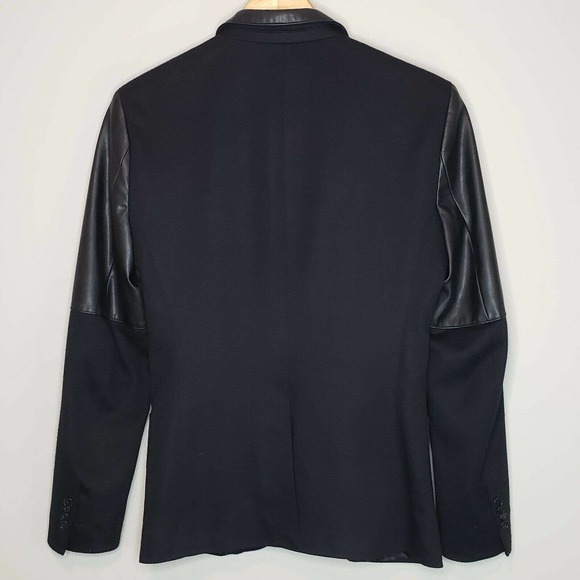 Zara Man Blazer Faux Leather Sleeves Black S - Picture 7 of 10